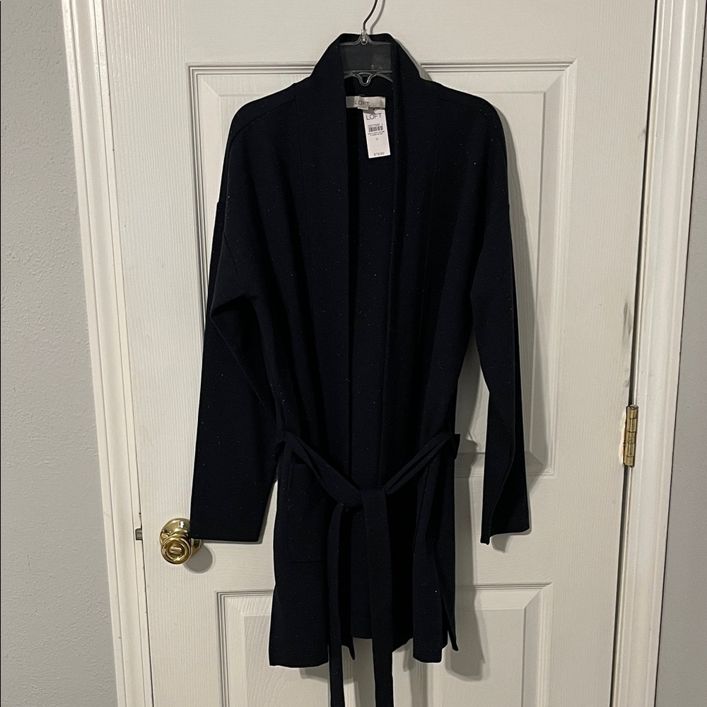 LOFT Black Belted Cardigan Sweater